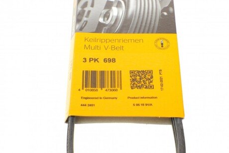 Привідний ремінь генератора continental 3PK698