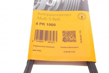 Привідний ремінь генератора continental 4PK1000