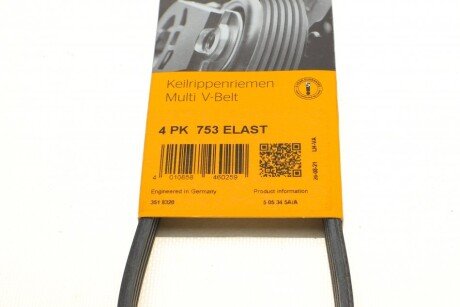 Привідний ремінь генератора continental 4PK753ELAST