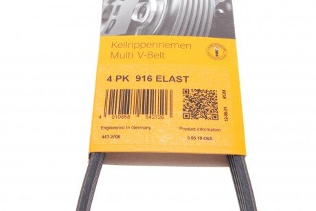 Приводной ремень генератора continental 4PK916ELAST