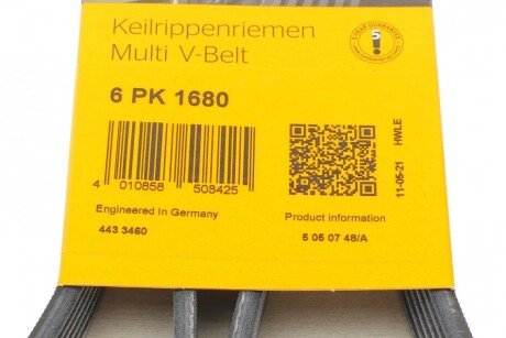 Приводной ремень генератора continental 6PK1680