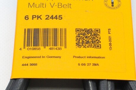 Приводной ремень генератора continental 6PK2445