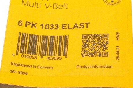 Привідний ремінь генератора continental 6PK1033ELAST