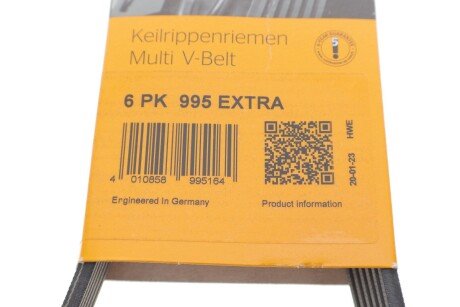 Привідний ремінь генератора continental 6PK995EXTRA