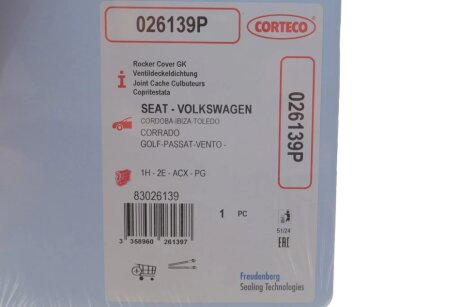 Прокладка кришки клапанів corteco 026139P