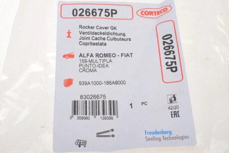 Прокладка клапанної кришки Fiat Doblo 1.9Jtd/Cdti/Tid 02.00- Opel Zafira 1.9Jtd/Cdti/Tid 02.00- corteco 026675P