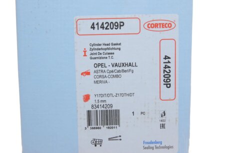 Прокладка головки блоку циліндрів corteco 414209P