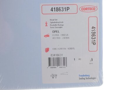 OPEL К-кт прокладок гбц (без гбц) ASTRA G 2.2 00-, SIGNUM 2.0 03-, VECTRA C 2.0 02-, ZAFIRA A 2.0 00- corteco 418631P