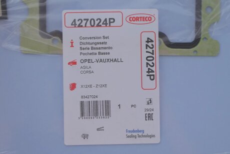 OPEL комплект прокладок нижній частини AGILA, ASTRA G, ASTRA H, CORSA C 1.4 98- corteco 427024P