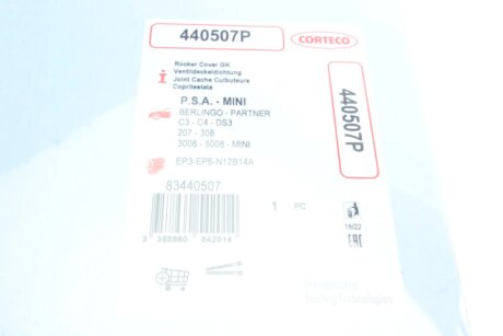 Прокладка клапанной крышки BMW/PSA 1.6VTI MINI/C4/308 EP3/EP6/N12B14A/N12B16A 06- corteco 440507P