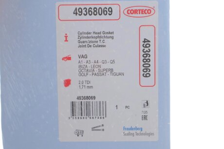 Прокладка головки блока металева corteco 49368069