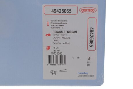 OPEL прокладка гбц VIVARO B 14-, RENAULT MEGANE IV, TRAFIC III corteco 49425065