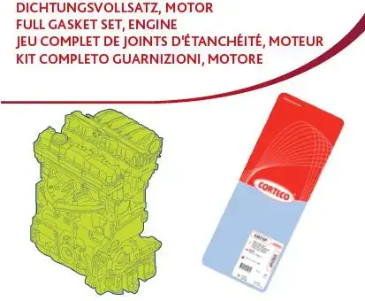CORTECO RENAULT К-т прокладок двигателя CLIO III 1.5 10-, CLIO IV 1.5 12-, MEGANE III 1.5 09-, SCENIC III 1.5 09-, DACIA corteco 49379245
