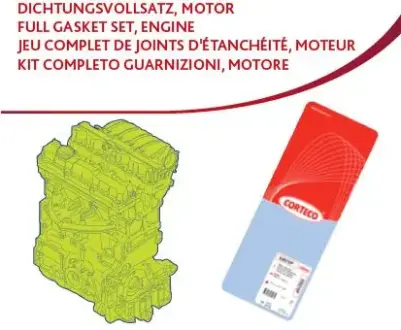 CORTECO RENAULT К-т прокладок двигателя CLIO III 1.5 10-, CLIO IV 1.5 12-, MEGANE III 1.5 09-, SCENIC III 1.5 09-, DACIA corteco 49379245 Рено Сценик 3