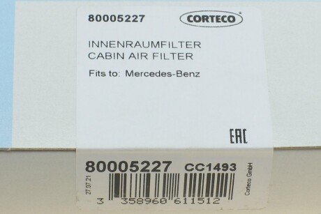 Фильтр салона corteco 80005227