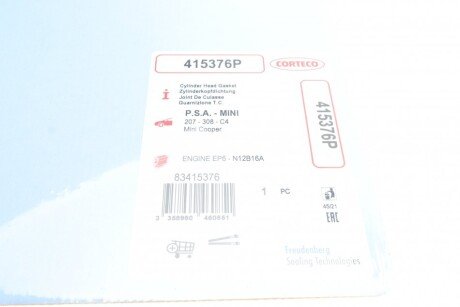 Прокладка головки блока цилиндров PSA/MINI 1.4/1.6 VTI EP3/EP6/N12B4A/N16B6A MLS 06- corteco 415376P