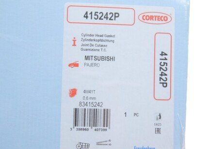 Прокладка головки блоку циліндрів corteco 415242P