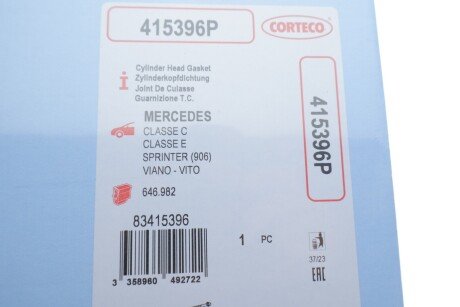 Прокладка головки блоку циліндрів corteco 415396P
