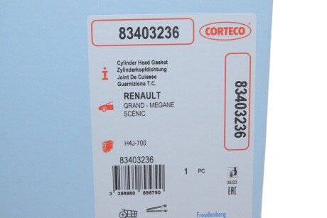 Прокладка головки блоку циліндрів corteco 83403236