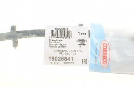 Шланг тормозной передний corteco 19025841