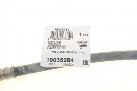 Шланг тормозной передний corteco 19035284