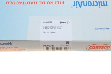 Угольный фильтр салона corteco 80000786