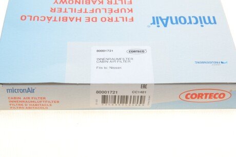 Вугільний фільтр салону corteco 80001721