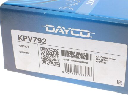 Комплект ремня dayco KPV792