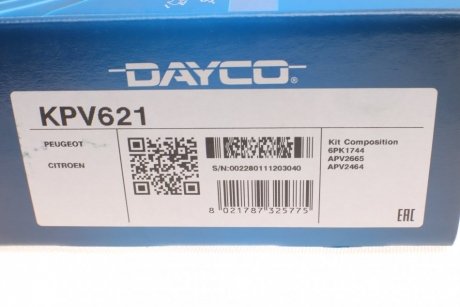 Комплект ремня dayco KPV621