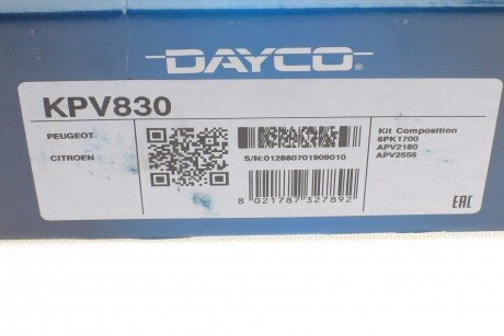 Комплект ремня dayco KPV830