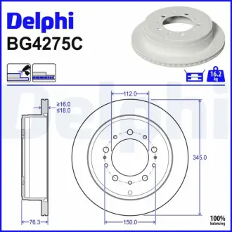 DELPHI TOYOTA диск гальм. задн. Land Cruiser, Lexus LX570 08- delphi BG4275C Тойота Ленд крузер 200