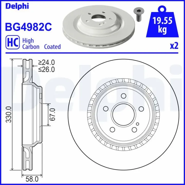 DELPHI DB Гальмівний диск задн. W221, C216 Delphi BG4982C (фото 1)