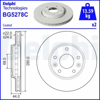 Гальмівний диск delphi BG5278C