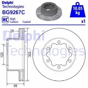 Вентилируемый тормозной диск delphi BG9267C