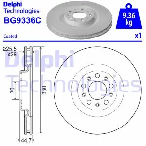 Вентилируемый тормозной диск delphi BG9336C