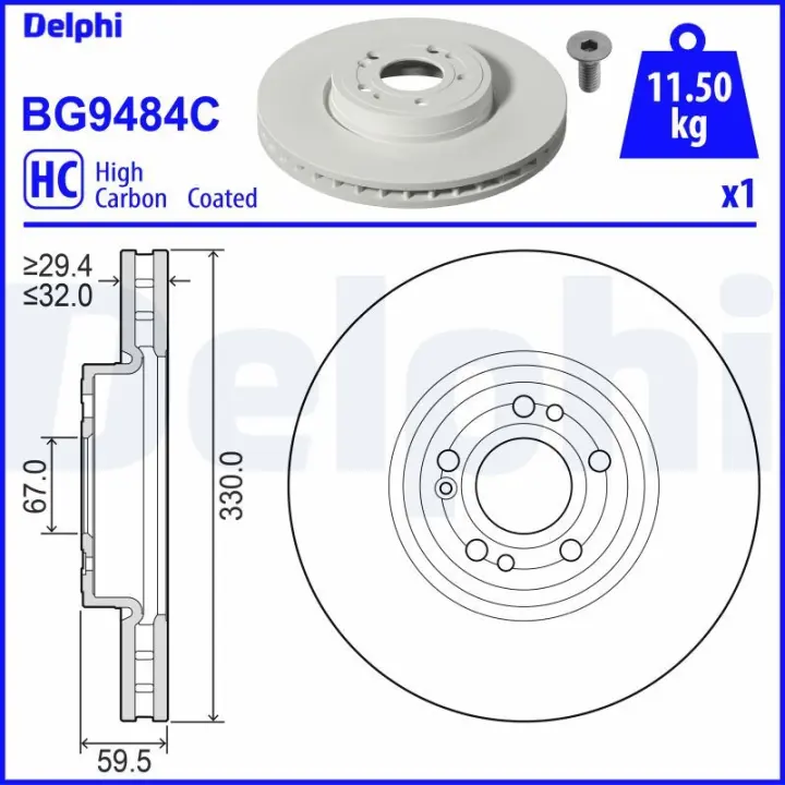 DELPHI DB Гальмівний диск передн. GLE (V167) Delphi BG9484C (фото 1)
