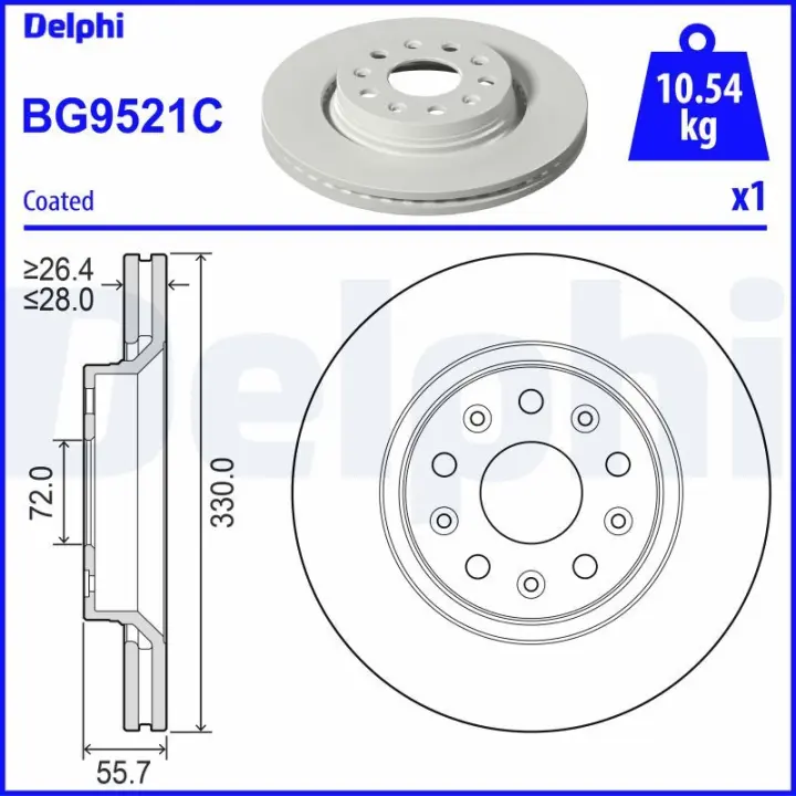 Диск гальмівний передн Лів/Прав JEEP delphi BG9521C