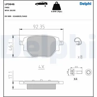 Тормозні (гальмівні) колодки Delphi LP3646