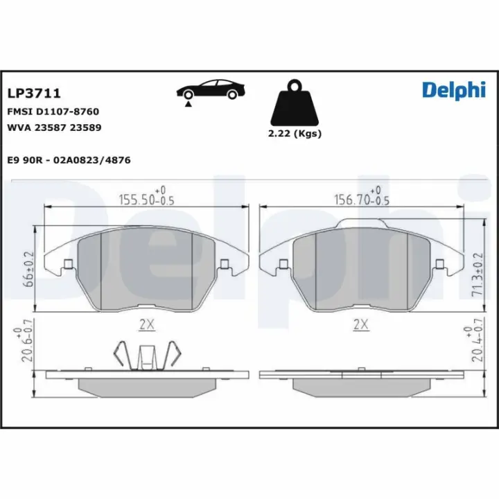 Передні тормозні (гальмівні) колодки Delphi LP3711 (фото 1)
