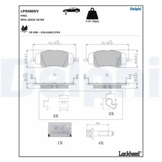 Тормозні (гальмівні) колодки Delphi LP5080EV
