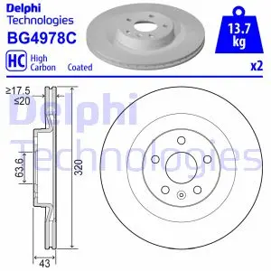 DELPHI диск гальм. задн. VOLVO S60 20- delphi BG4978C