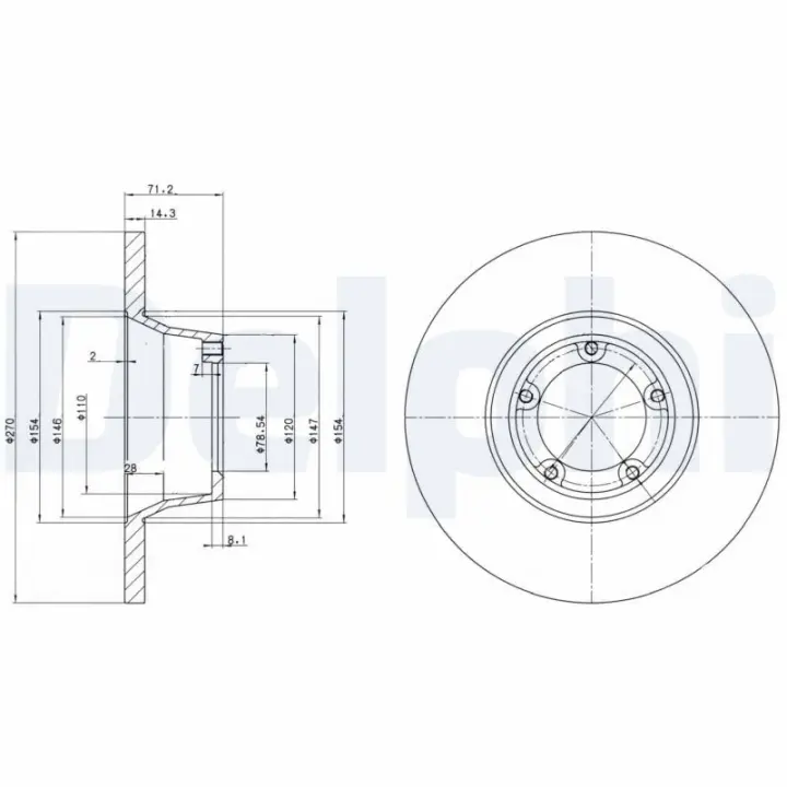DELPHI FORD Гальмівний диск передн. TRANSIT 1.6, 2.0 85- Delphi BG2157 (фото 1)