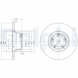 DELPHI FORD Гальмівний диск передн. TRANSIT 1.6, 2.0 85- Delphi BG2157