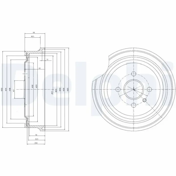 DELPHI OPEL Тормозной барабан задний ASTRA G,H delphi BF367