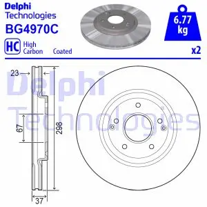 DELPHI SSANGYONG Диск гальмівн. передн. XLV VAN e-XDi delphi BG4970C