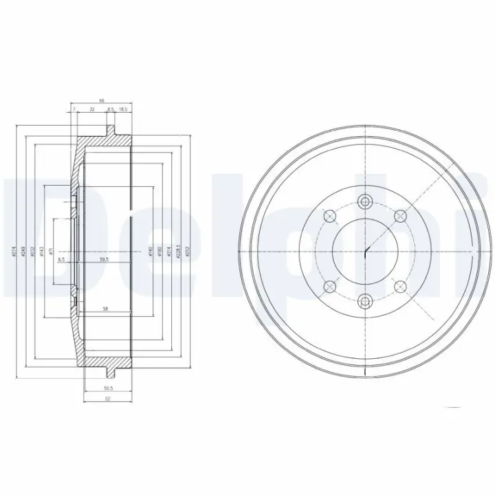 DELPHI Тормозной барабан задний CITROEN BERLINGO, C15, XSARA, XSARA PICASSO, ZX PEUGEOT 305, 305 I, 305 II, 306, 405 I, 405 II, 406, PARTNER, PARTNER TEPEE, PARTNERSPACE 1.1-Electric 10.77- delphi BF169