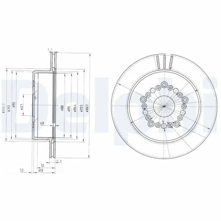 DELPHI TOYOTA гальмівний диск перед. (вентил.) Lexus LS400 4.0 94-00Century 5,0 delphi BG3230