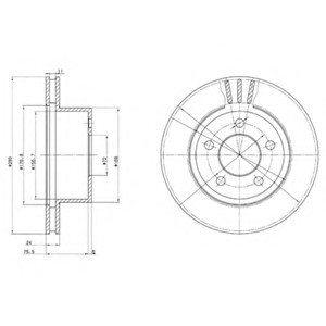 Вентильований гальмівний диск delphi BG3533