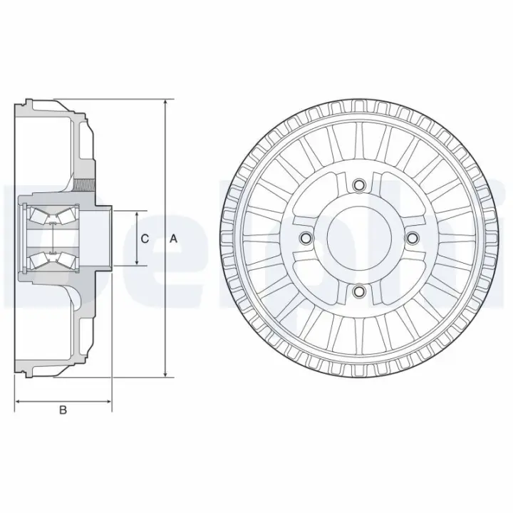 Гальмiвнi барабани з пiдшипником delphi BFR622