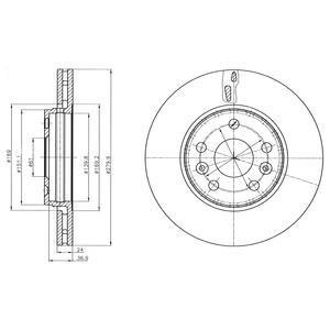 Вентильований гальмівний диск delphi BG4317C